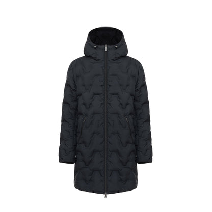 Piumino Uomo lungo reversibile, con lato dotato di impunture geometriche e lato liscio