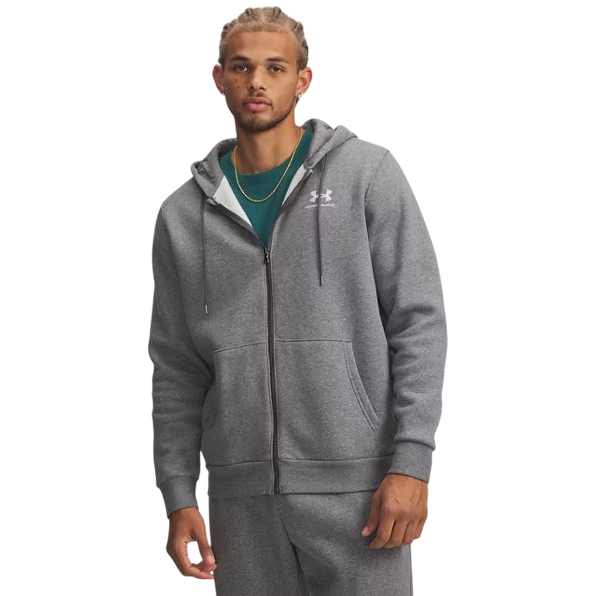 Felpa Uomo con cappuccio e full zip Grigio modello frontale