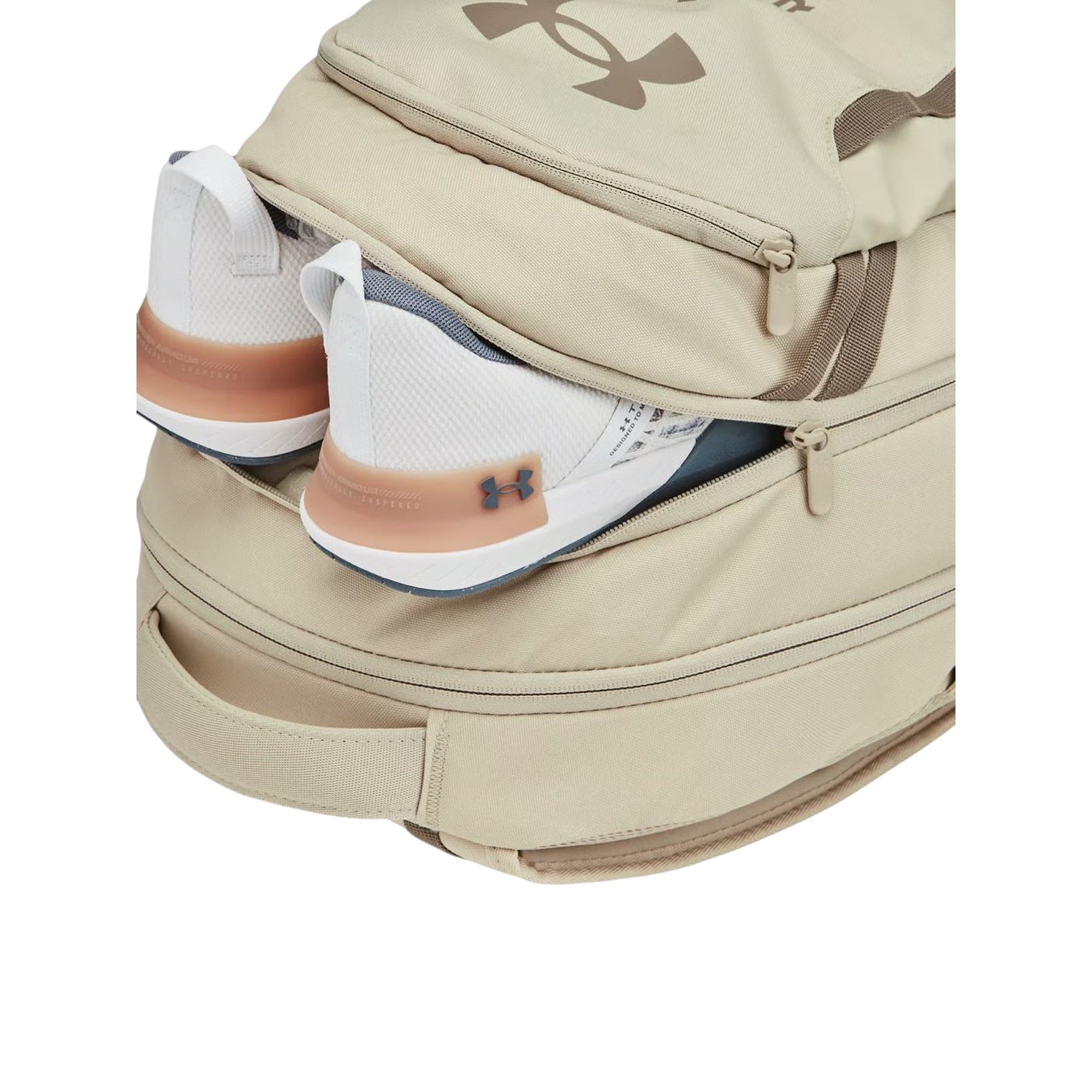 Zaino Unisex UA Hustle 6.0 Beige con stampa logo