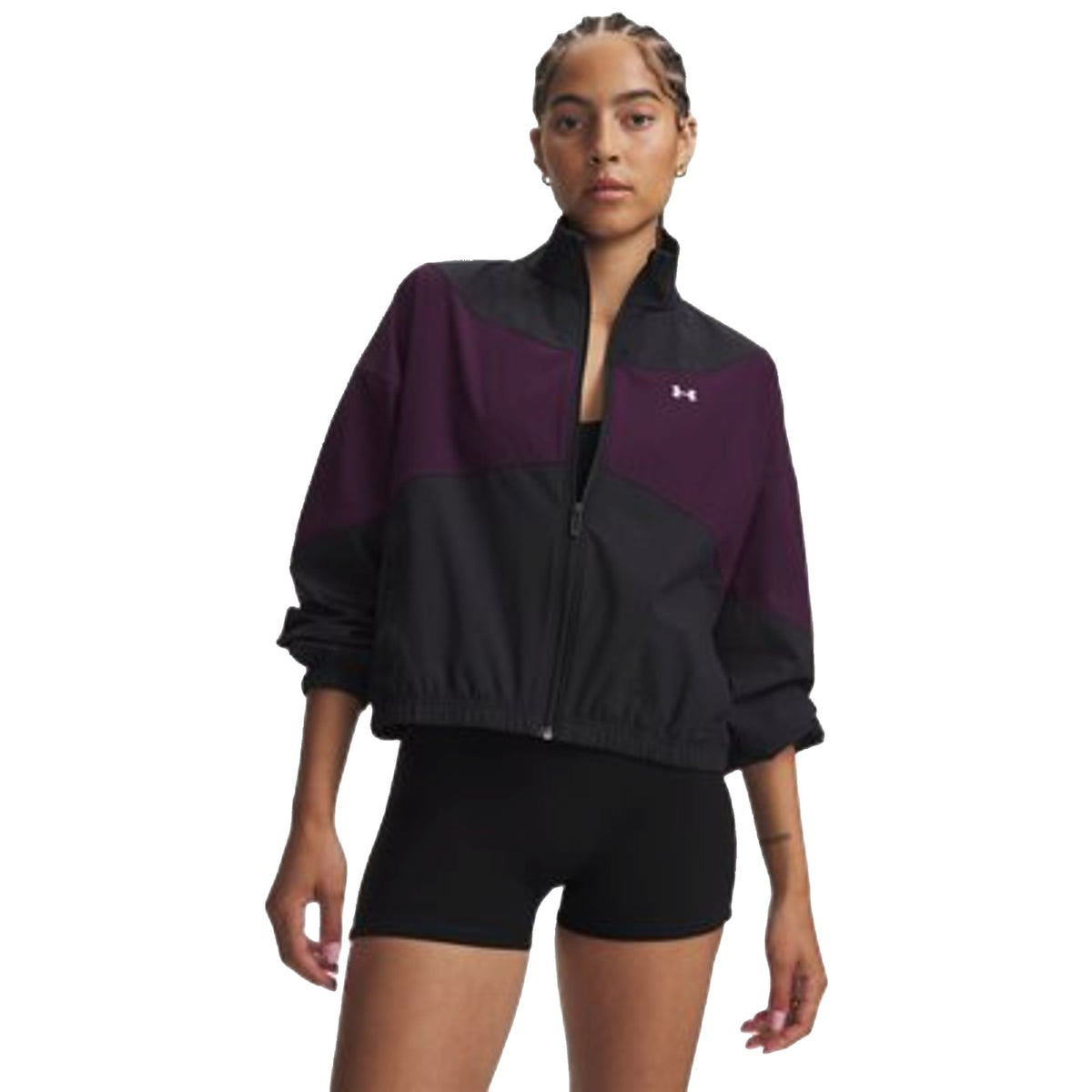 Giacca Donna UA Rival Woven modella frontalle