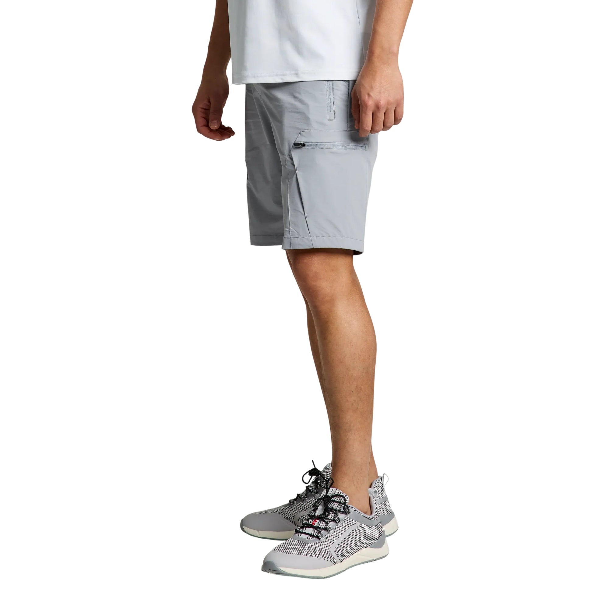 Bermuda Uomo Tech Cargo, Grigio chiaro, con vita elasticizzata