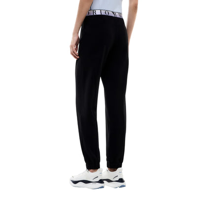 Pantalone Donna sportivo Nero, con elastico sul fondo e logo