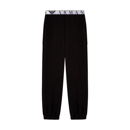 Pantalone Donna sportivo Nero, con elastico sul fondo e logo