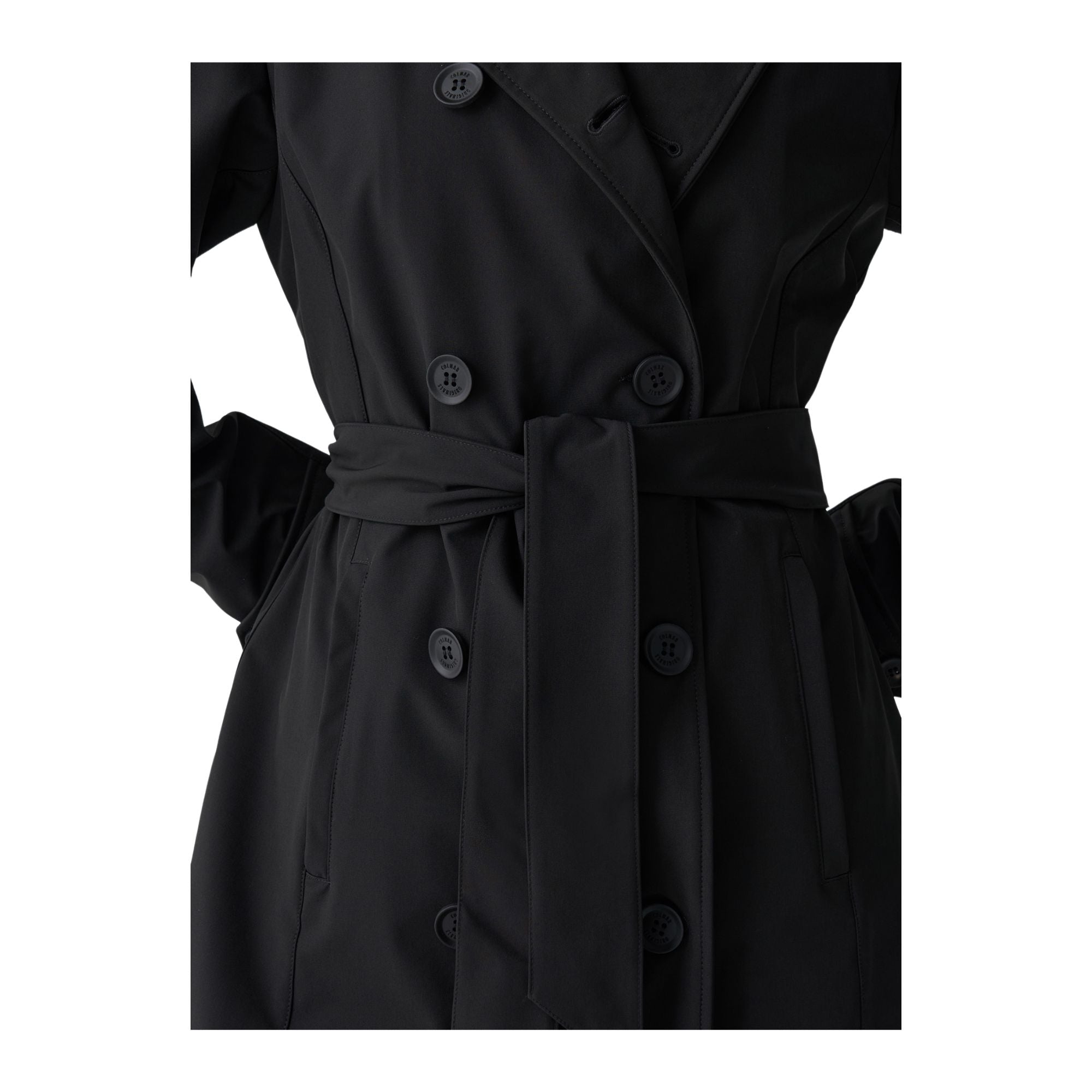 Trench Donna lungo, con logo sulla manica, Nero