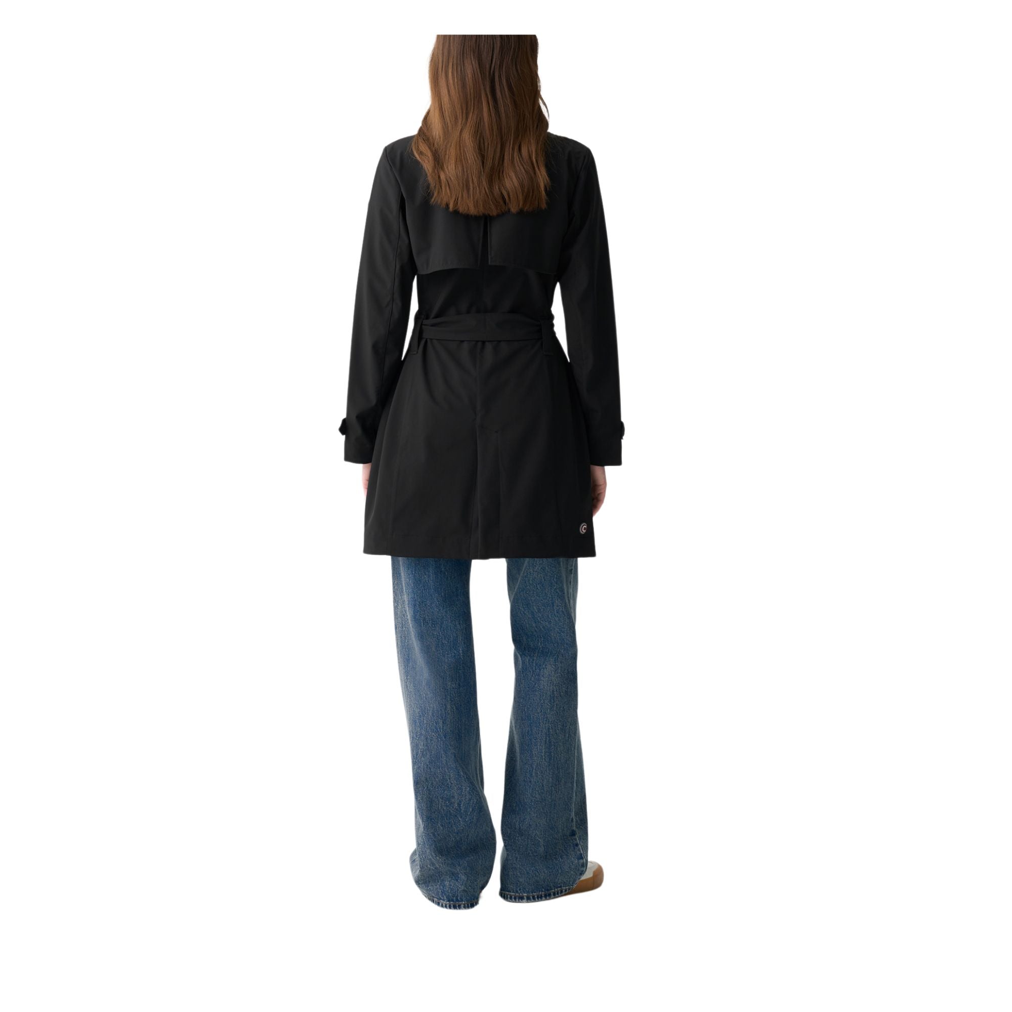 Trench Donna lungo, con logo sulla manica, Nero