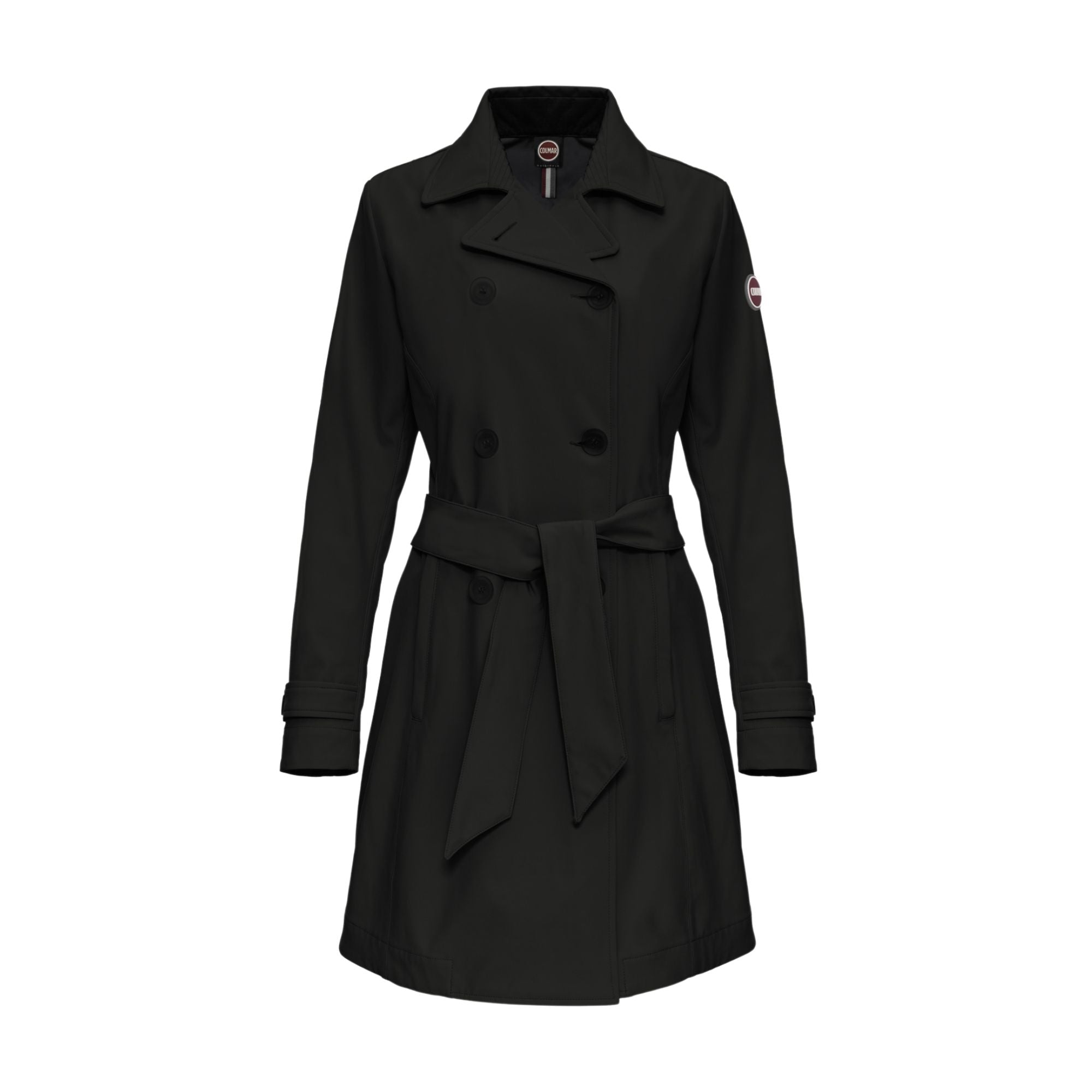Trench Donna lungo, con logo sulla manica, Nero