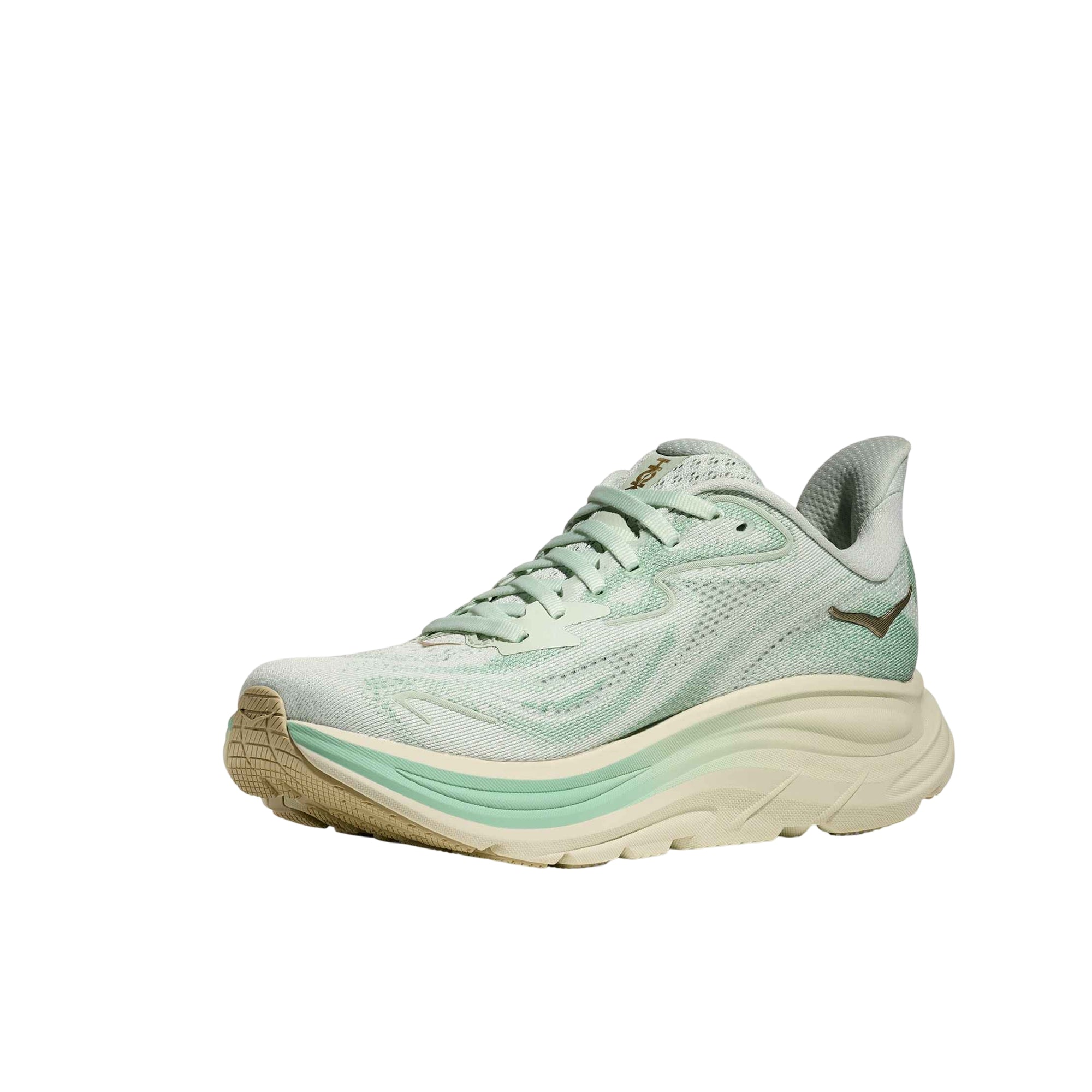 Scarpa Donna Clifton 10 Verde Acqua, con tomaia in mesh e dettagli catarifrangenti