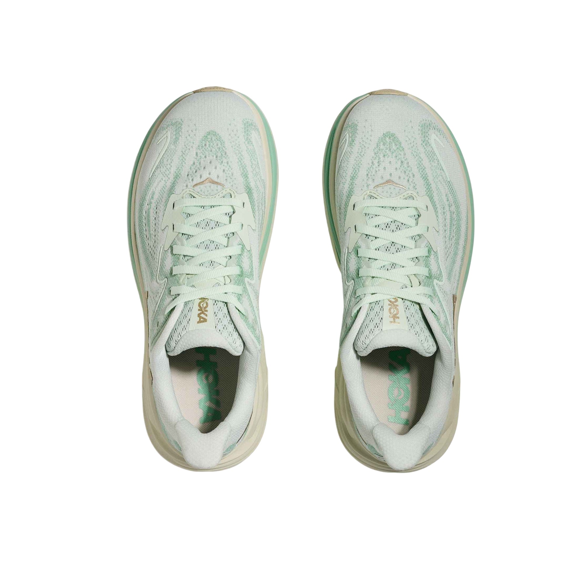 Scarpa Donna Clifton 10 Verde Acqua, con tomaia in mesh e dettagli catarifrangenti