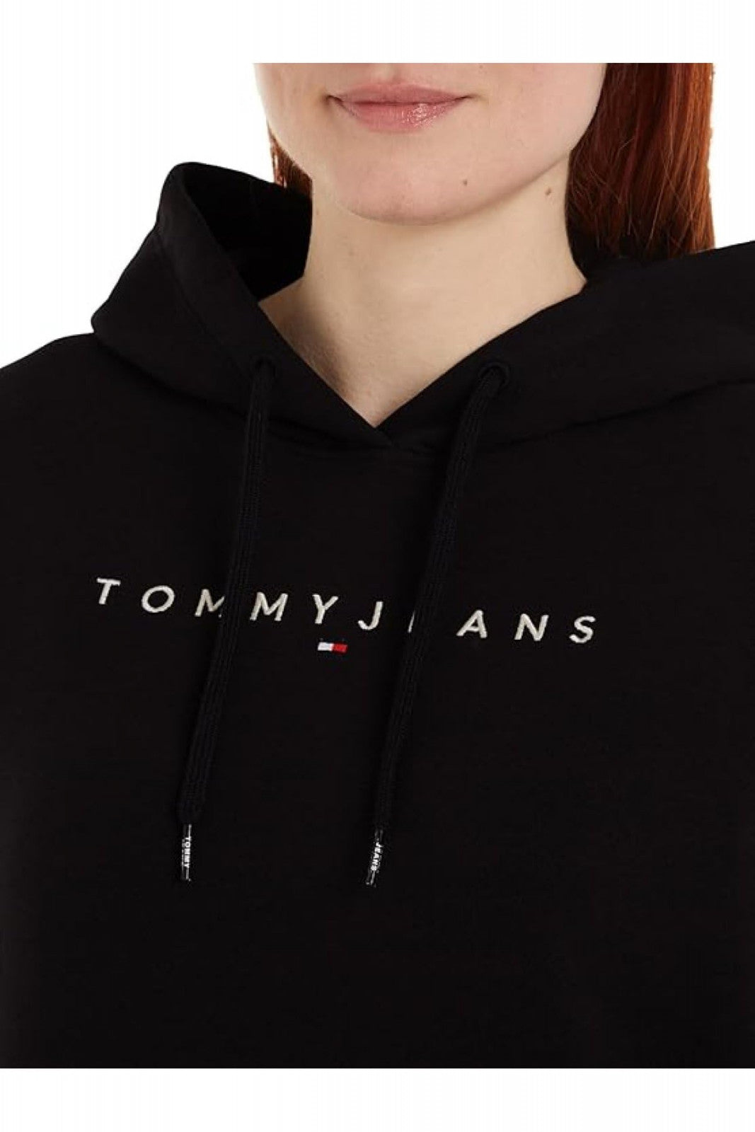 Tommy Jeans Felpa con Cappuccio TJW REG LINEAR Nero Cotone Taglia XS