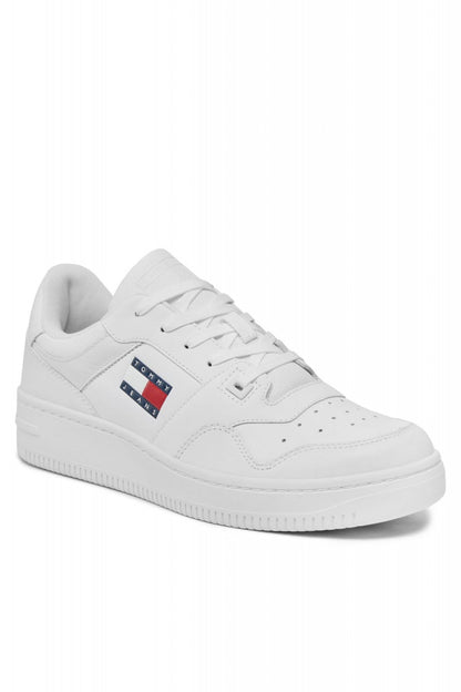 Tommy Hilfiger Sneakers Retro Basket Donna Bianche Pelle Sintetica