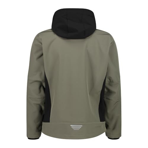 Giacca Uomo in softshell con cappuccio rimovibile Verde militare