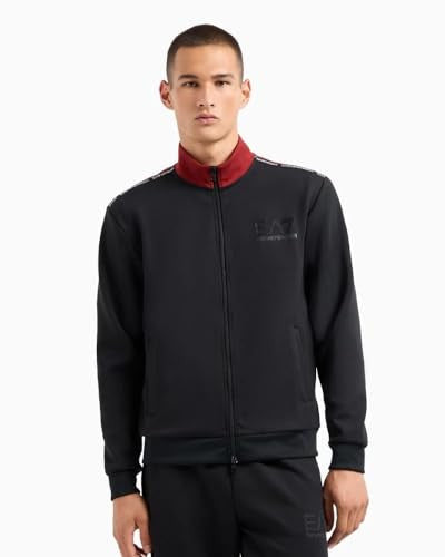 EA7 Felpa Full Zip Collo Alto Nero Cotone/Poliestere Taglia L