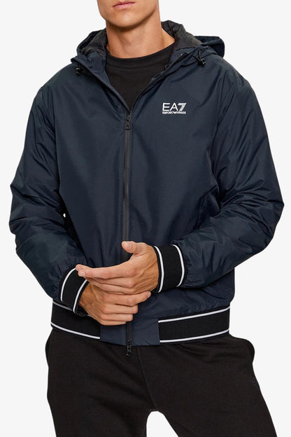 EA7 Giubbino Bomber Uomo con logo Blu scuro