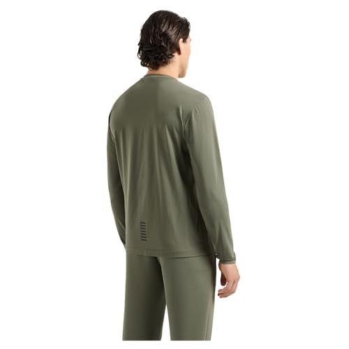 EA7 T-Shirt Manica Lunga Verde Cotone Core Identity Uomo