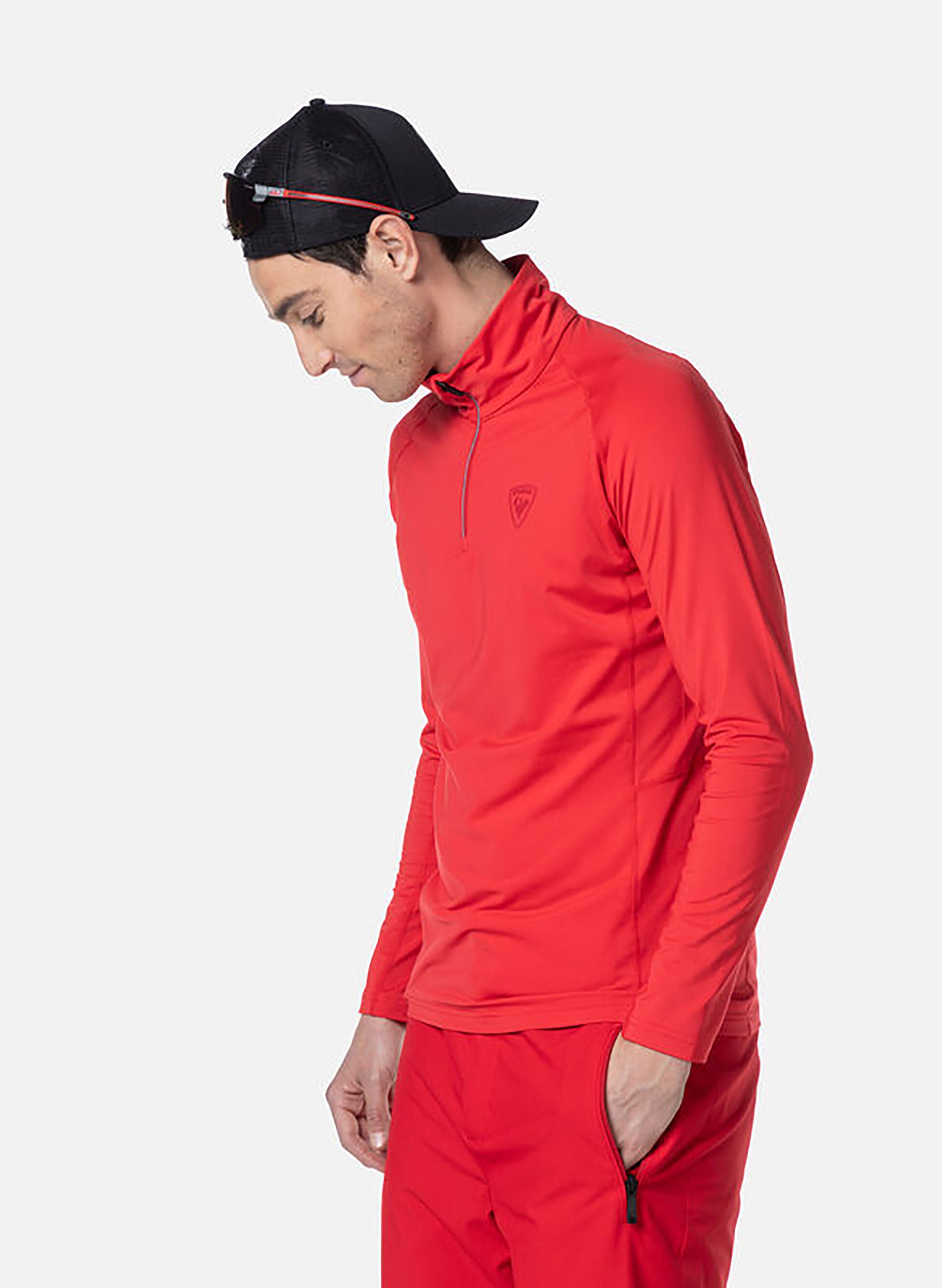 Maglia Uomo termica con zip Rosso