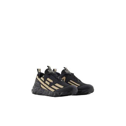 Sneakers Uomo Nera/Oro traspirante con battistrada a zigzag