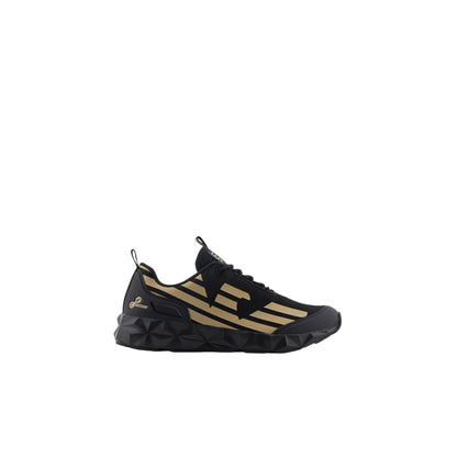 Sneakers Uomo Nera/Oro traspirante con battistrada a zigzag