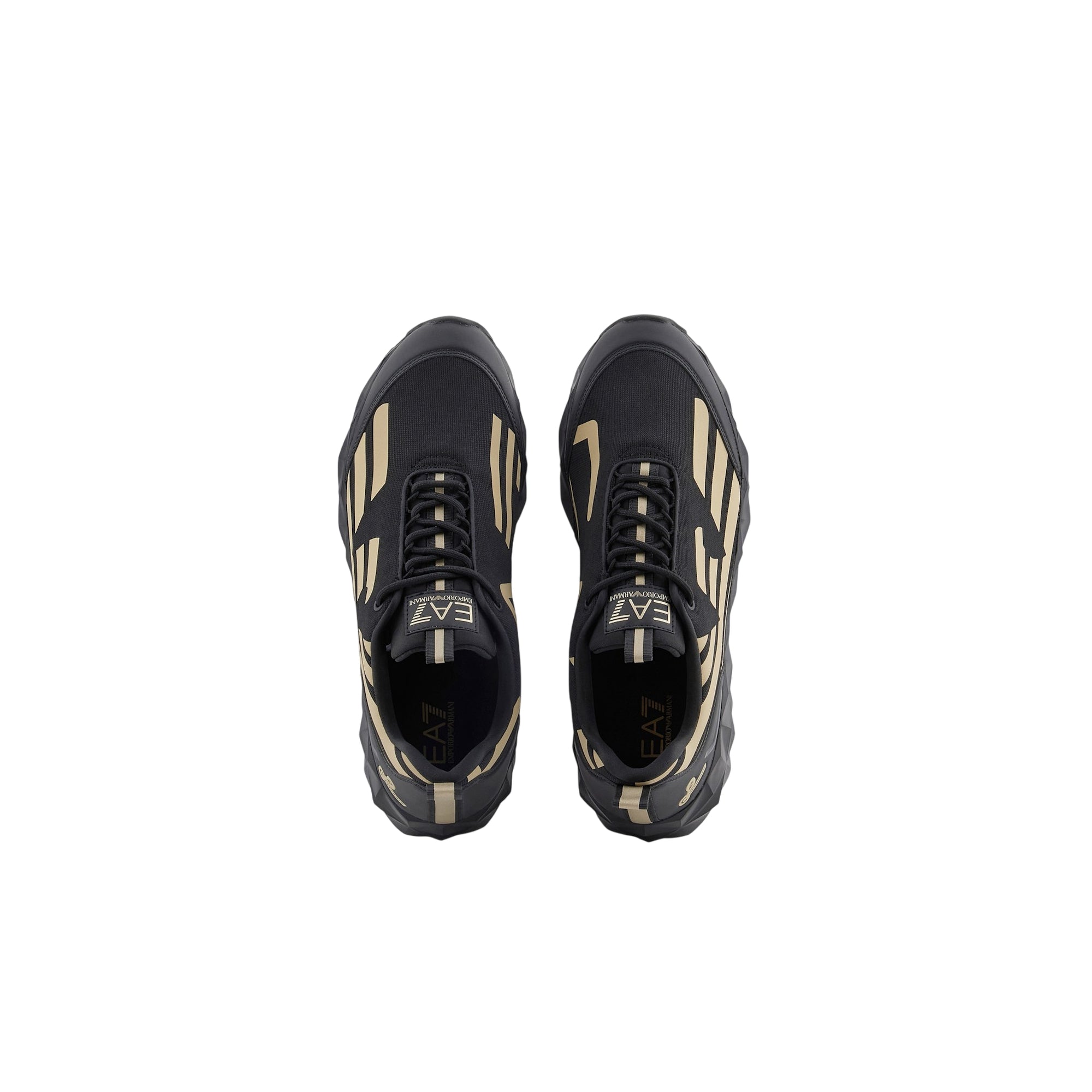 Sneakers Uomo Nera/Oro traspirante con battistrada a zigzag