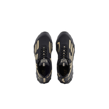 Sneakers Uomo Nera/Oro traspirante con battistrada a zigzag