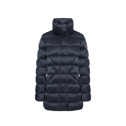 Piumino Donna Blu, con collo alto ed iconica patch logo gommata sulla manica