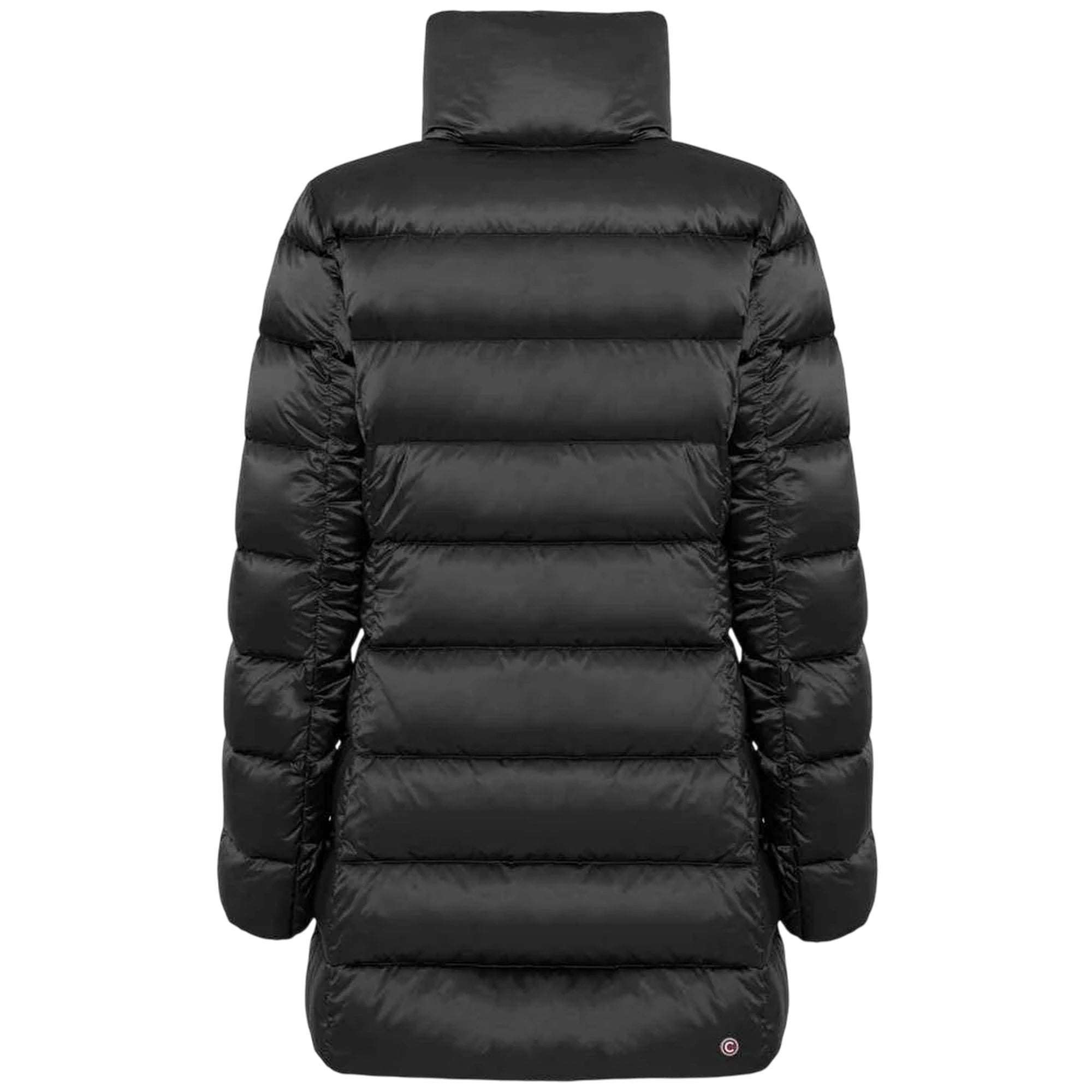 Piumino Donna Nero, con logo applicato sulla manica e chiusura frontale nascosta