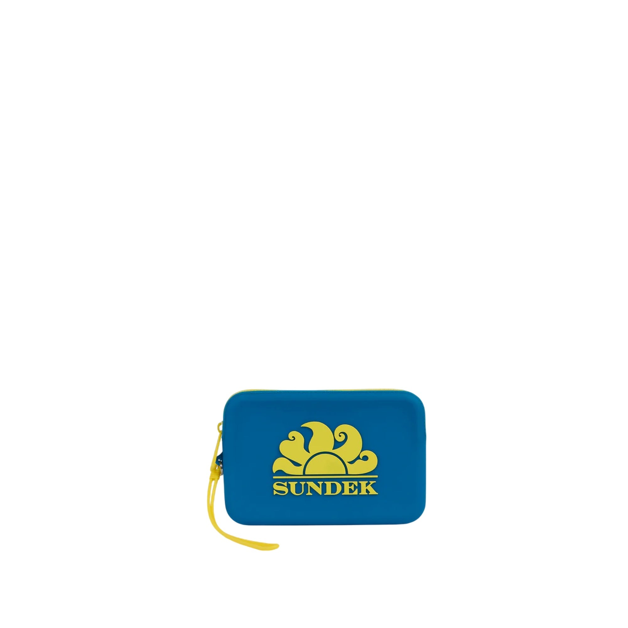 Pochette Unisex Blu con logo Giallo e laccetto da polso