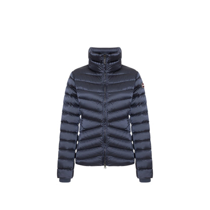 Piumino Donna corto Blu, a collo alto, con imbottitura in piumino d'anatra 