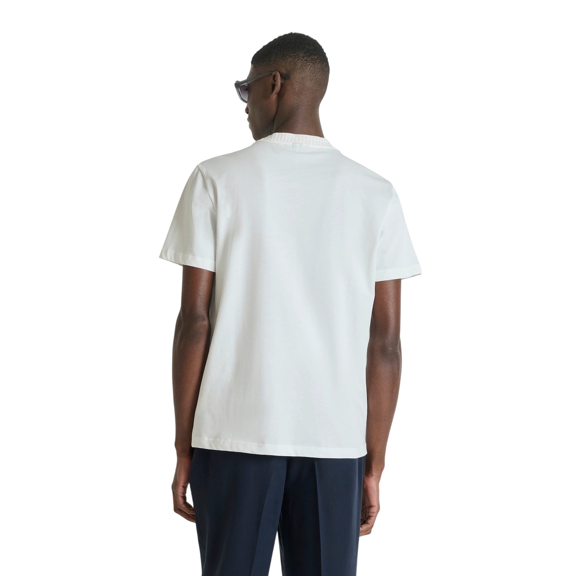 T-shirt Uomo in cotone Bianco, con ricamo logo sul petto