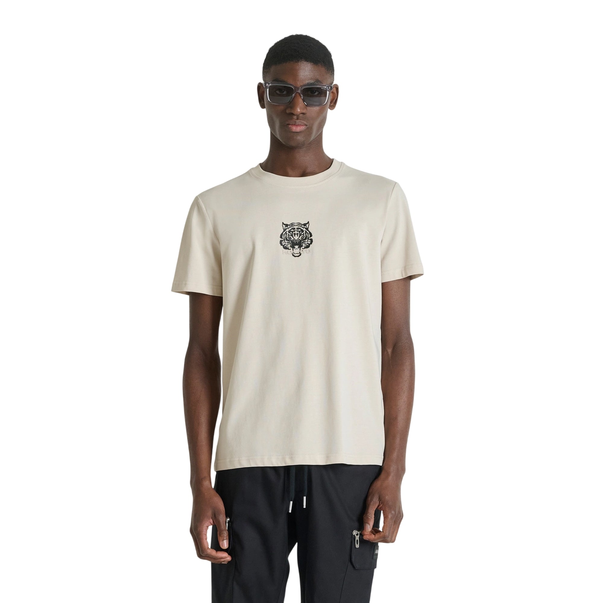 T-shirt Uomo in puro cotone, con stampa tigre frontale