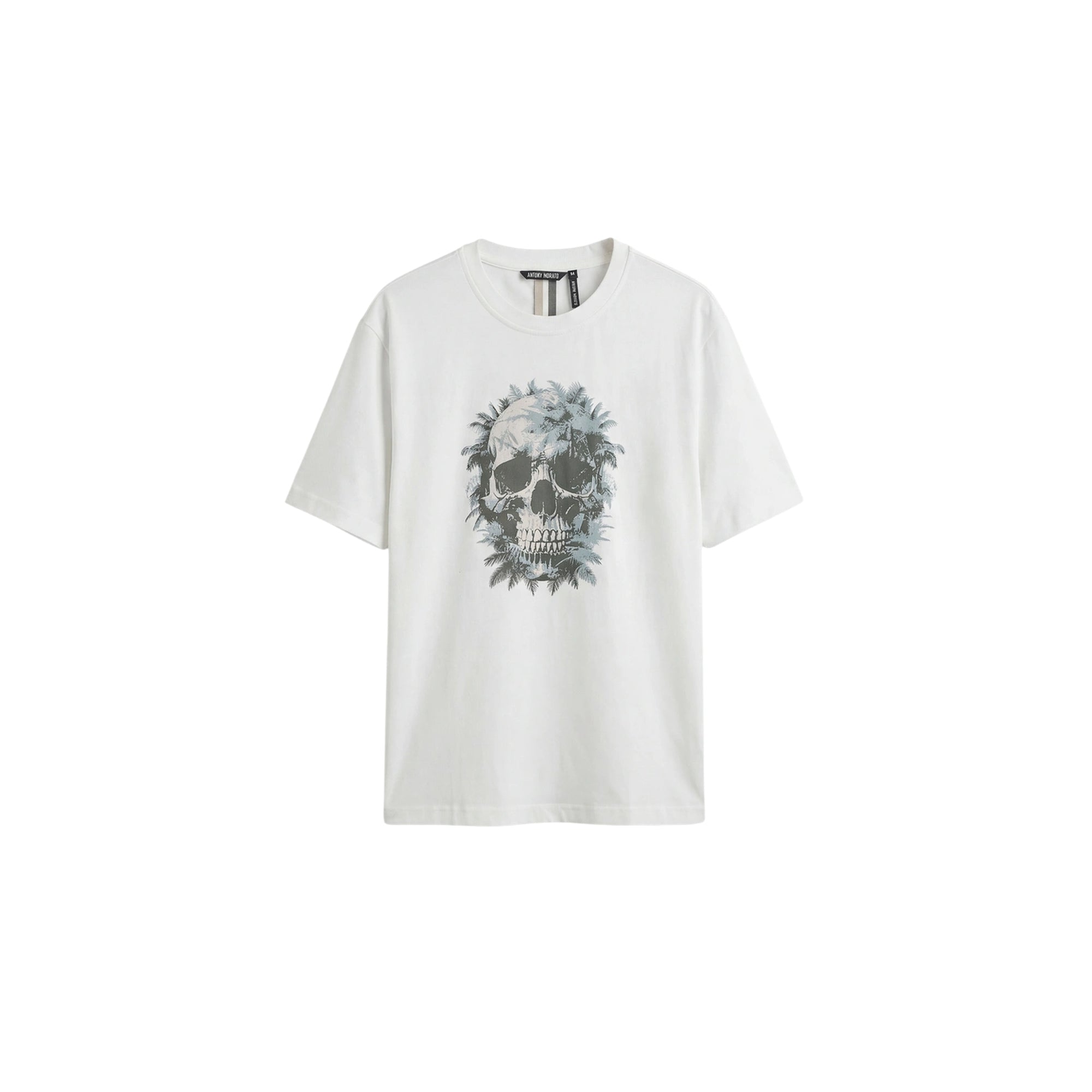 T-shirt Uomo in jersey di cotone Bianco, con teschio stampato
