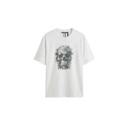 T-shirt Uomo in jersey di cotone Bianco, con teschio stampato