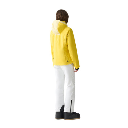 Giacca sci da Donna giallo con cappuccio rimovibile modella retro intera