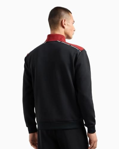 EA7 Felpa Full Zip Collo Alto Nero Cotone/Poliestere Taglia L