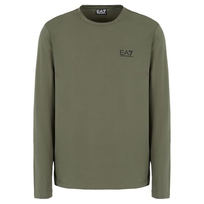 EA7 T-Shirt Manica Lunga Verde Cotone Core Identity Uomo