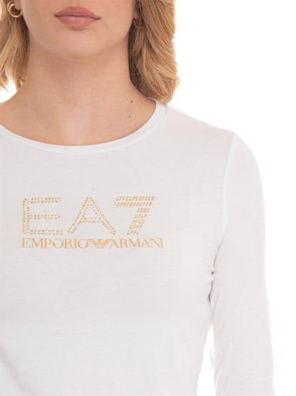 EA7 Emporio Armani T-Shirt Donna Bianca Maniche Lunghe Evolution