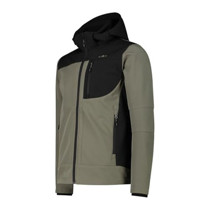 Giacca Uomo in softshell con cappuccio rimovibile Verde militare