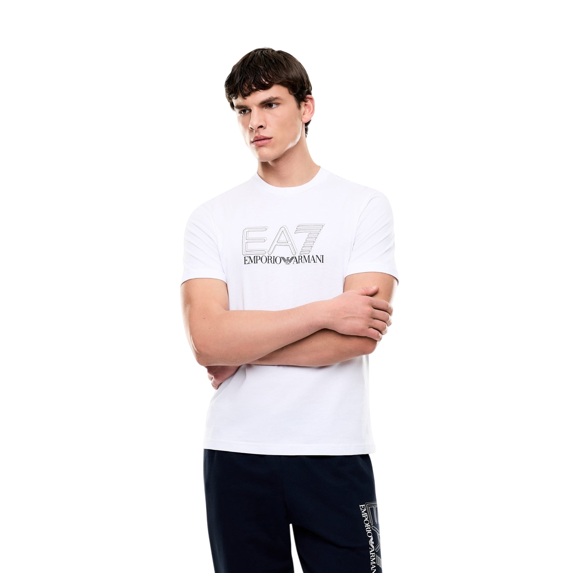 T-shirt Uomo dal fit regolare con stampa logo EA7 a contrasto