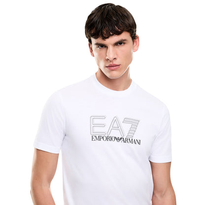 T-shirt Uomo dal fit regolare con stampa logo EA7 a contrasto