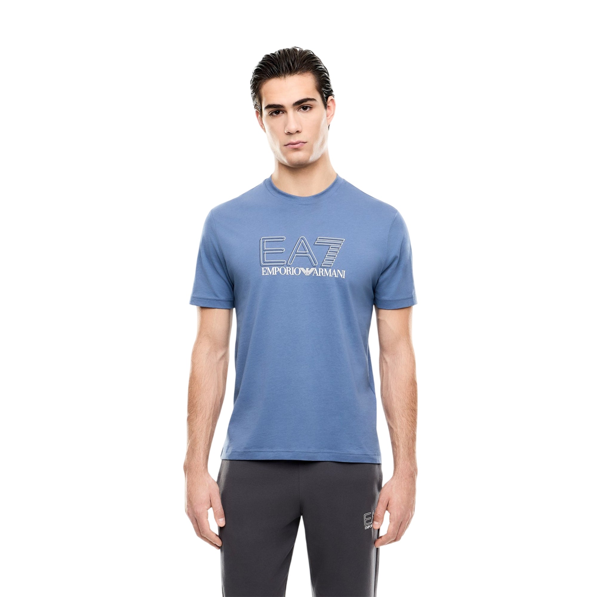 T-shirt Uomo regular con stampa logo EA7 a contrasto