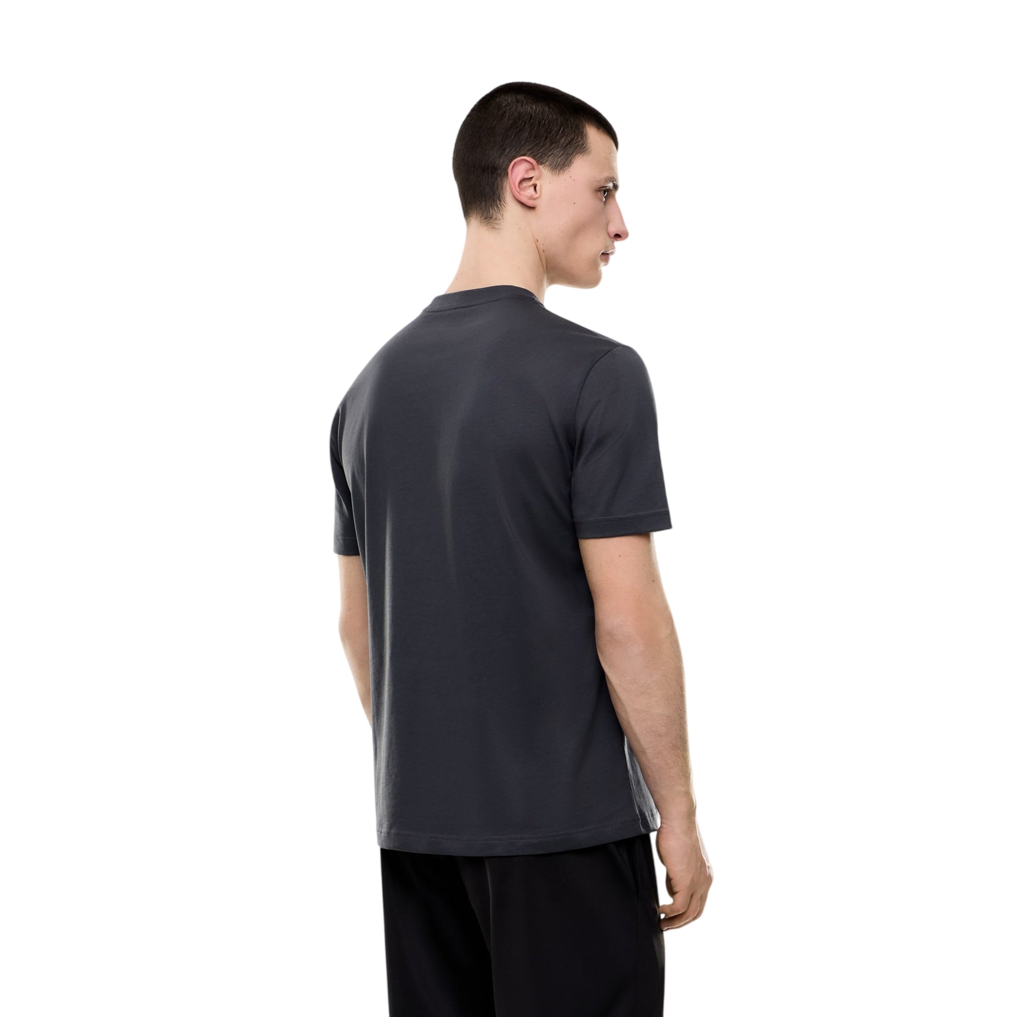 T-shirt Uomo Grigia, girocollo, con logo EA7 a contrasto