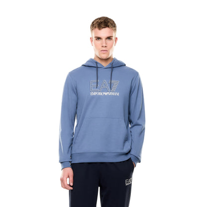 Felpa Uomo Azzurra con linee essenziali e cappuccio 