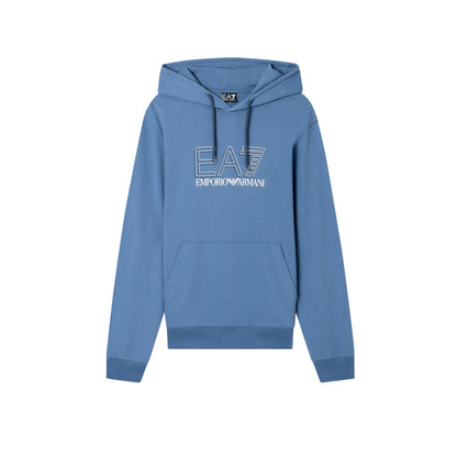 Felpa Uomo Azzurra con linee essenziali e cappuccio 