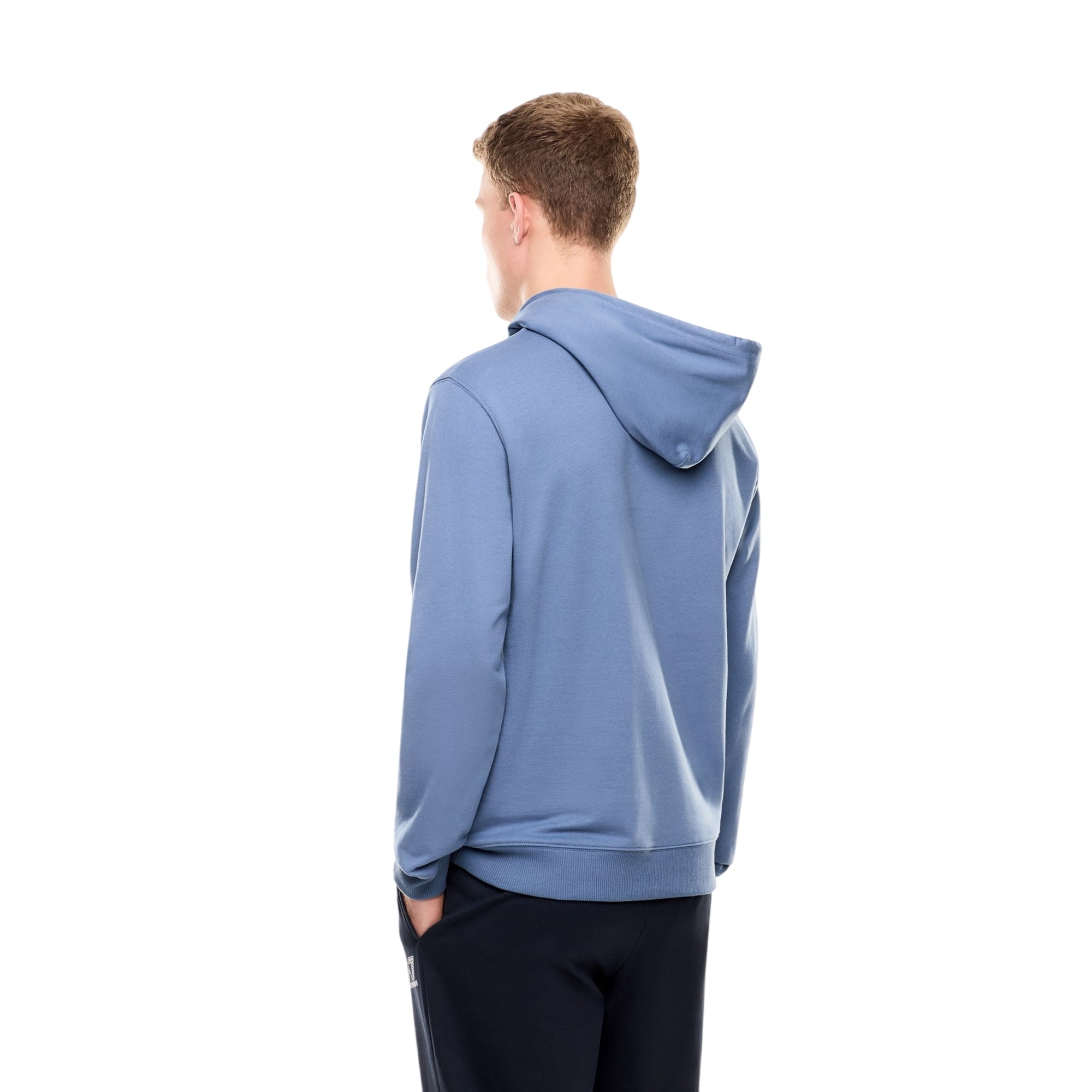 Felpa Uomo Azzurra con linee essenziali e cappuccio 