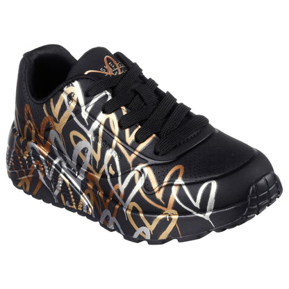 Sneakers Donna UNO Lite - Metallic Love, con fantasia a cuori Oro, Argento e Bronzo
