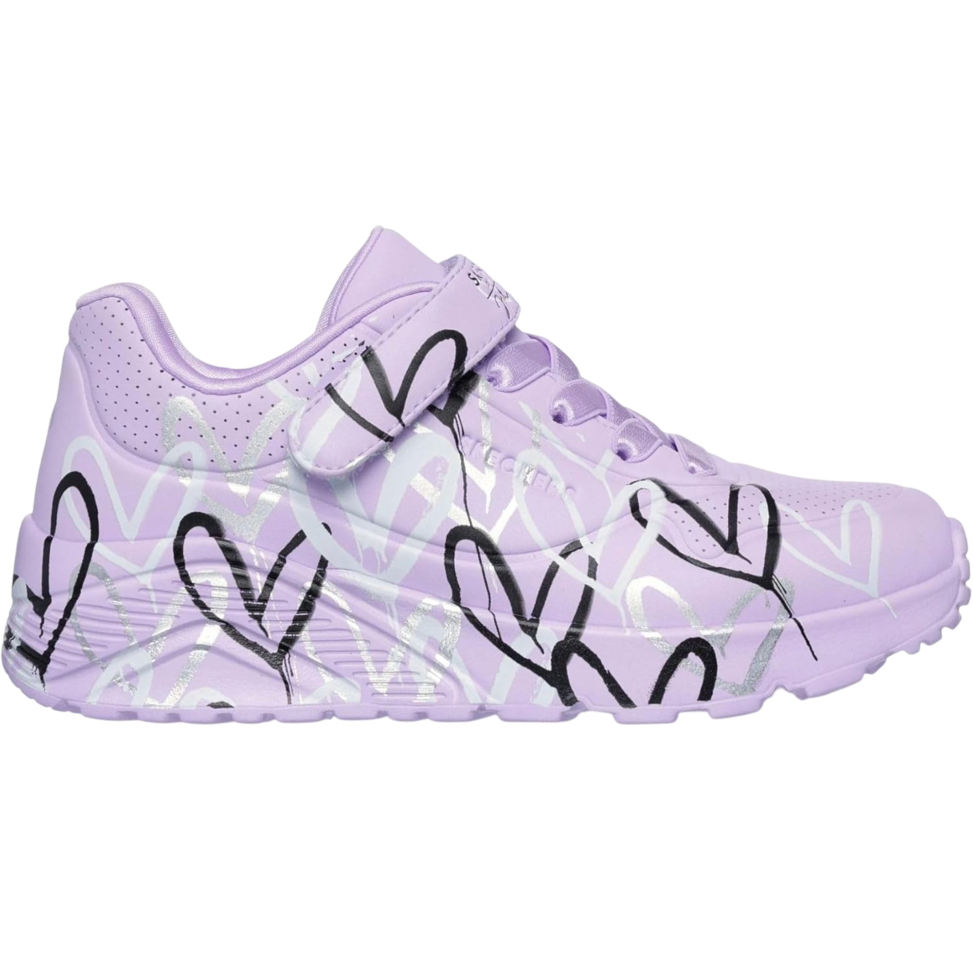 Sneakers Junior Uno Lite - Love Levitate con fantasia a cuori Bianca e Argento