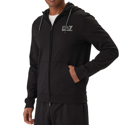 Felpa Uomo Nera full zip, con maxi logo sulla schiena