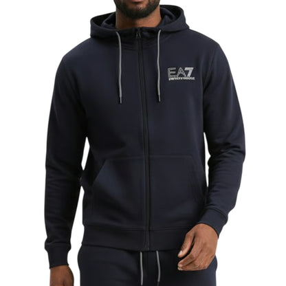 Felpa Uomo Blu con chiusura full zip e cappuccio