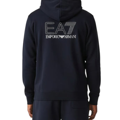 Felpa Uomo Blu con chiusura full zip e cappuccio