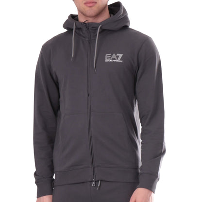 Felpa Uomo Grigia con chiusura full zip e cappuccio
