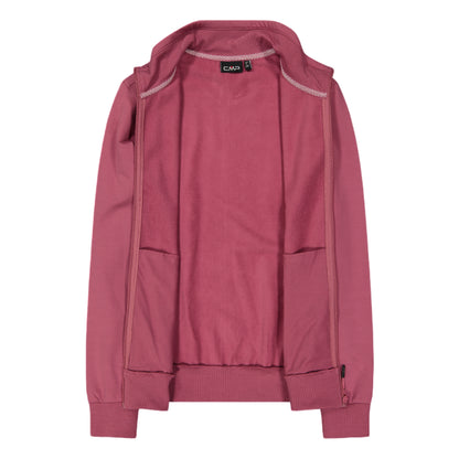 Felpa Donna in cotone elasticizzato rosa con zip